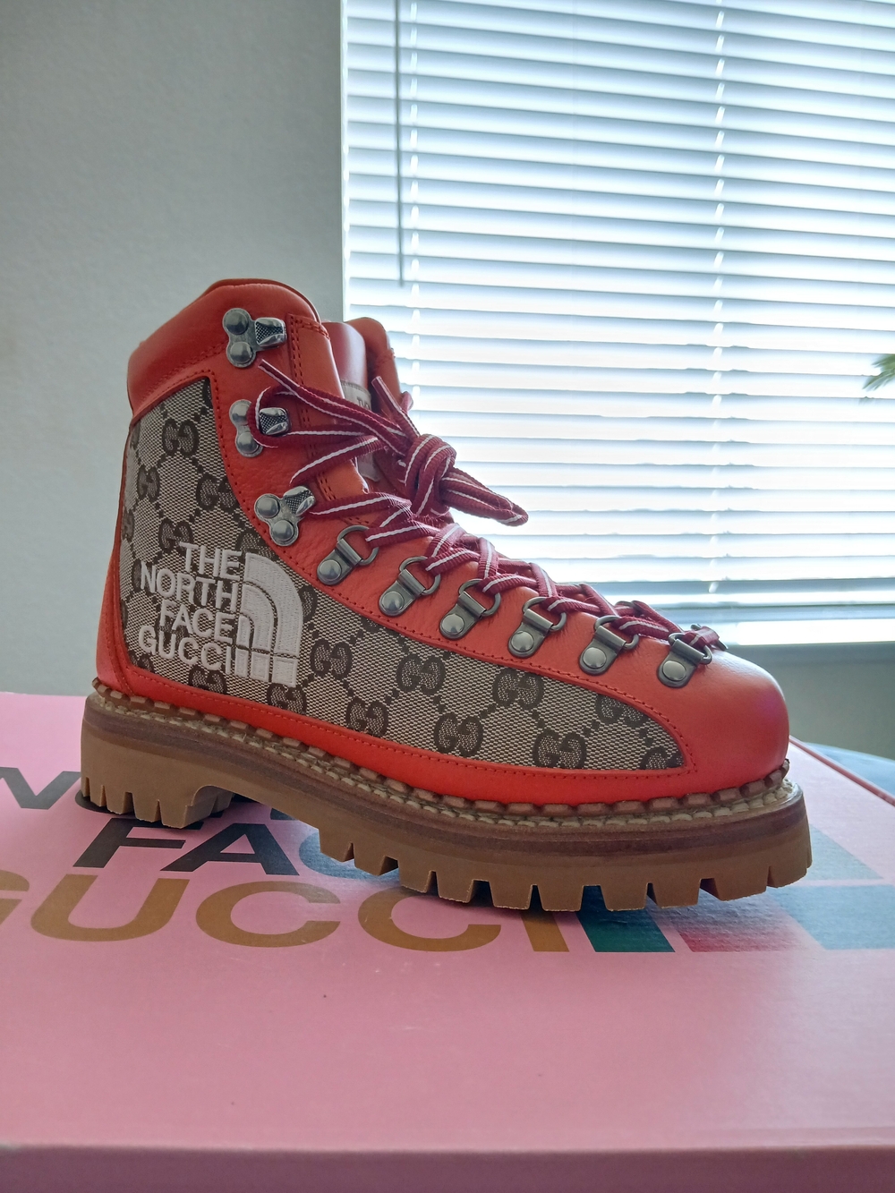 The North Face x Gucci Orange GG Logo Hiking Boot